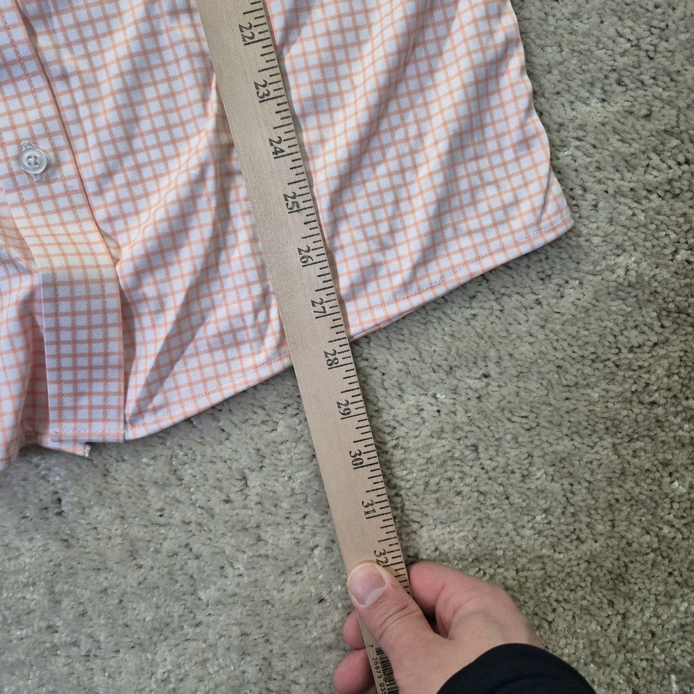 Collars & Co Shirt Mens Medium Orange Check Button Up Performance Office Preppy - Picture 6 of 8